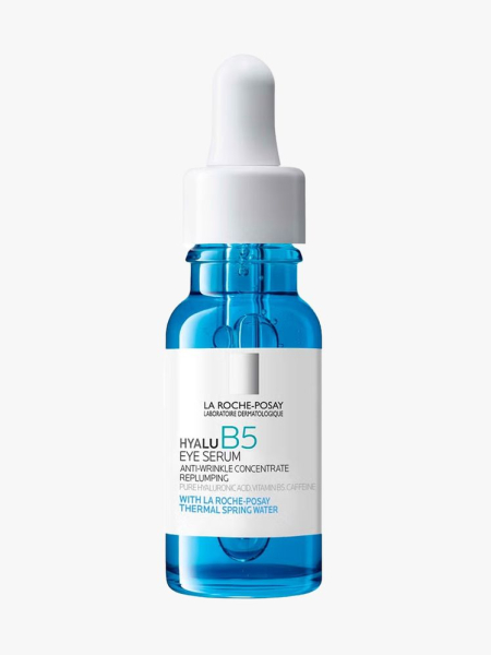 La Roche-Posay Hyalu B5 Eye Serum in branded dropper component on alight gray background