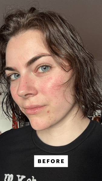 Dall'Asen before applying the Living Proof LeaveIn Conditioning Spray