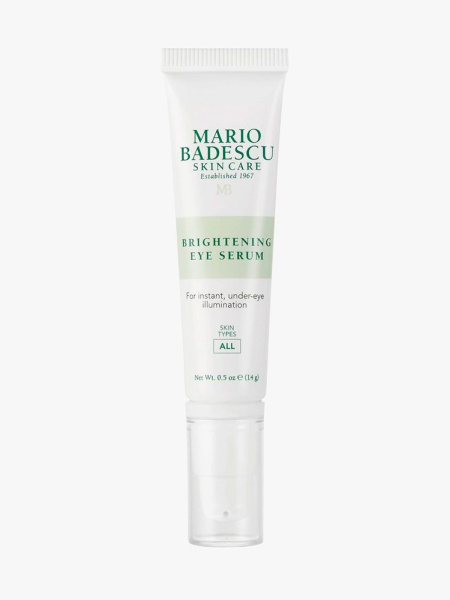 Mario Badescu Brightening Eye Serum in branded tube component on a light gray background