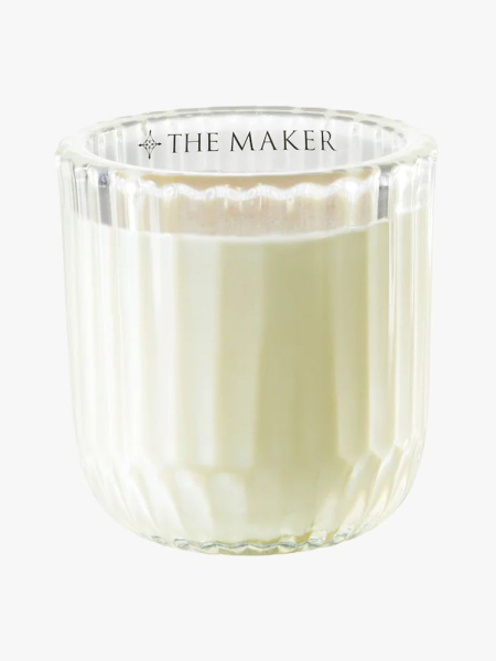 The Maker Spiritus Candle in branded component on a light gray background
