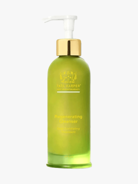 Tata Harper Regenerating Cleanser in branded bottle component on a light gray background