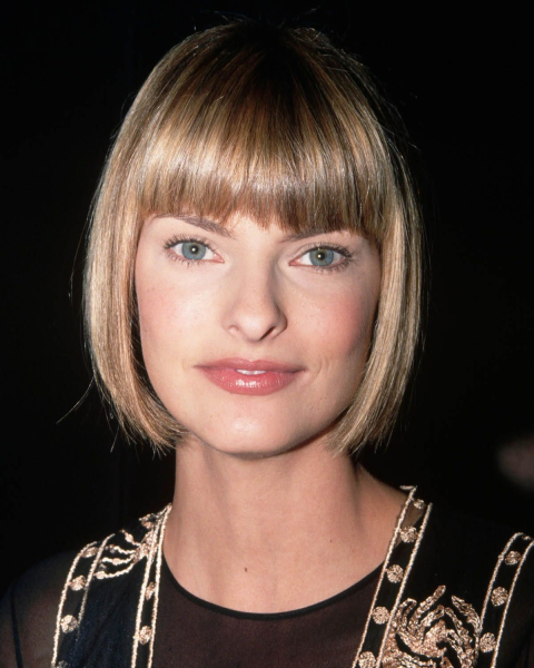 linda evangelista bob with bangs  90s hair inspiration
