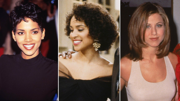 90s hair on halle berry karyn parsons as hilary banks and jennifer aniston as rachel green